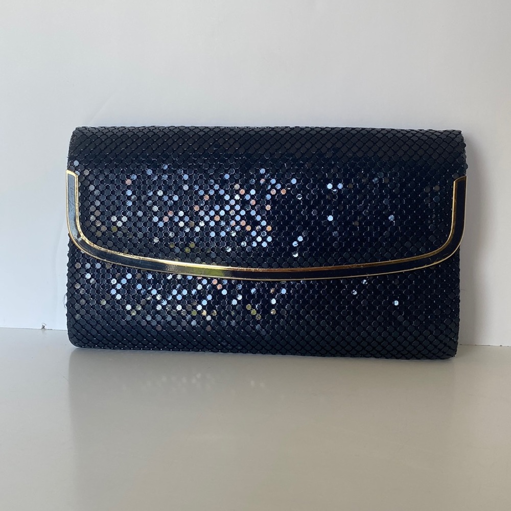 Vintage Navy and Gold Metallic Clutch